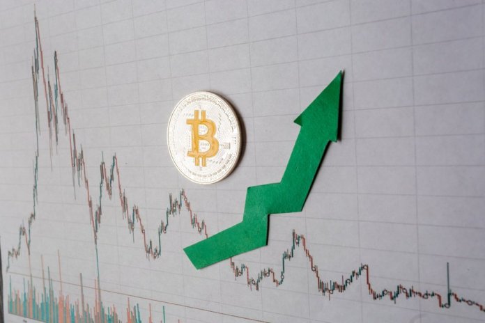Bitcoin-green-chart-Stock